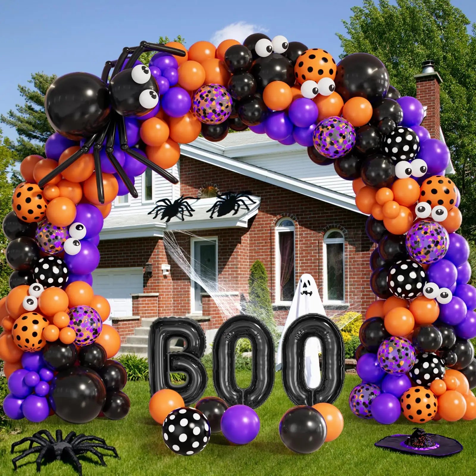 122pcs BOO Halloween Balloon Garland Arch Kit Halloween Theme Party Backdrop Birthday Baby Shower Decoration
