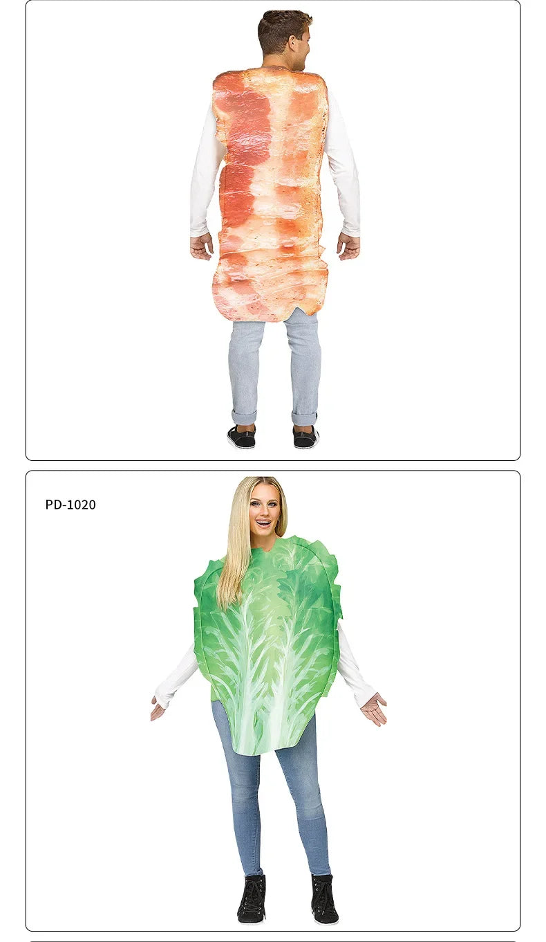 Halloween Costumes Vegetables Food Cosplay Eggs Tomatoes Bacon Meatloaf Cabbage Women Men Adult Christmasneedle-Fine Composi#1#W
