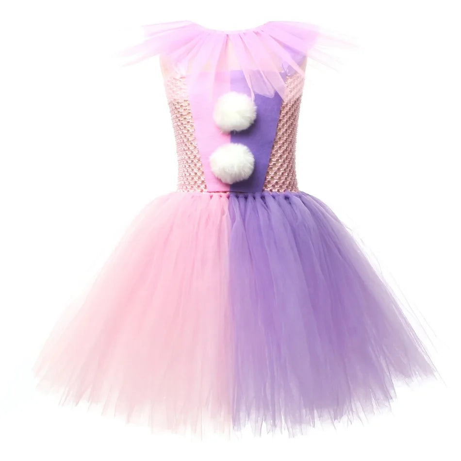Halloween Costume For Kids Gray Girls Tutu Dress Kids Cosplay Scary Clown Costume Girl Carnival Masquerade Party Dress Up 2-12Y
