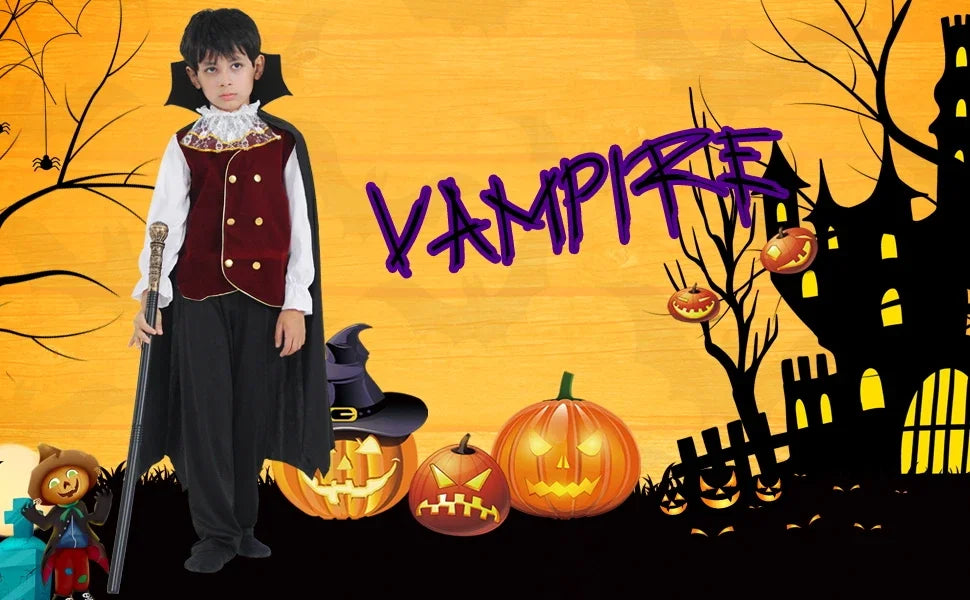 Boys Halloween Vampire Cosplay Costume for Kids Carnival Party Dress up Outfit Children Role Play Costumes