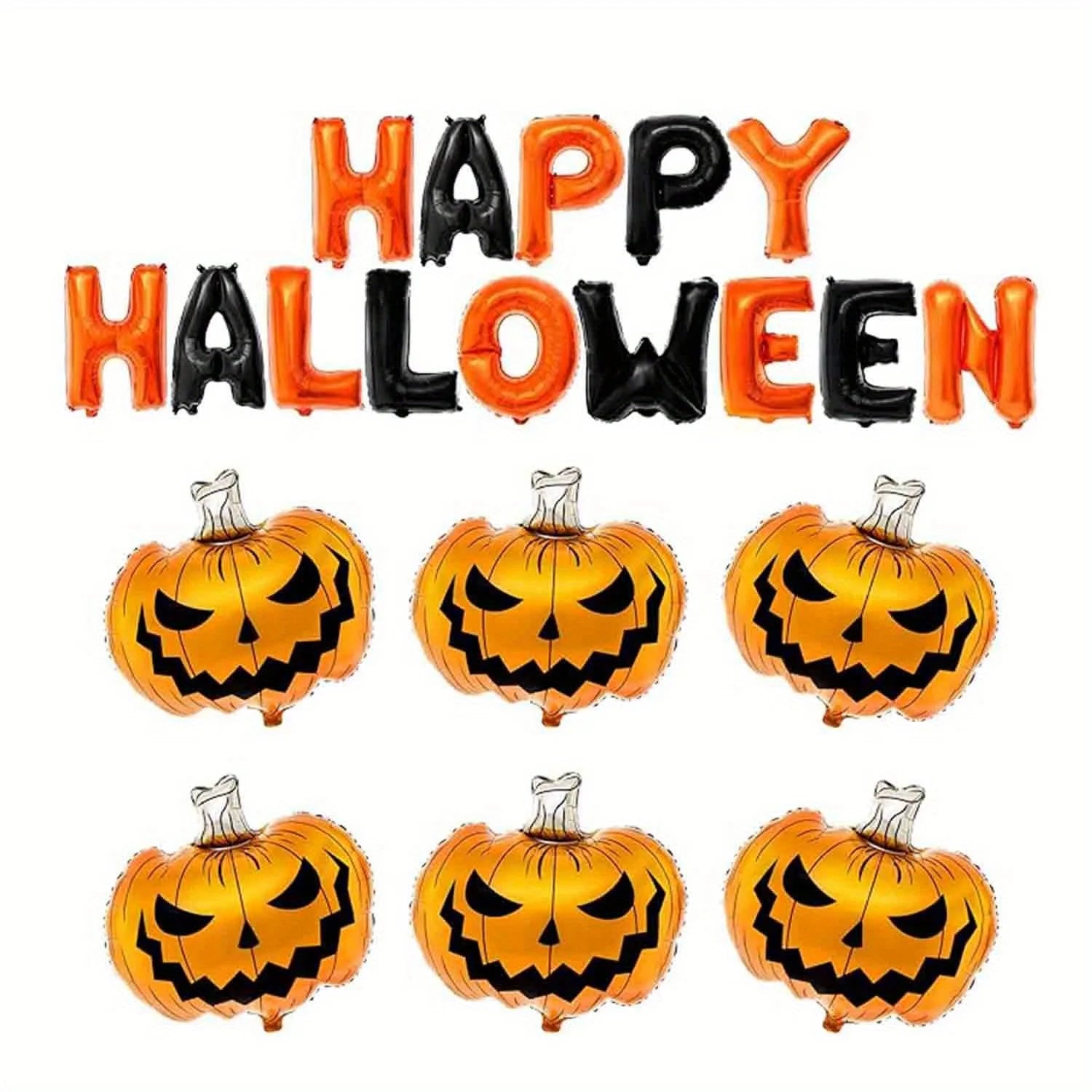 Happy Halloween Balloons Letters Scary Pumpkin Balloons Spooky Pumpkin Foil Balloons for Halloween Party Festival Decorations