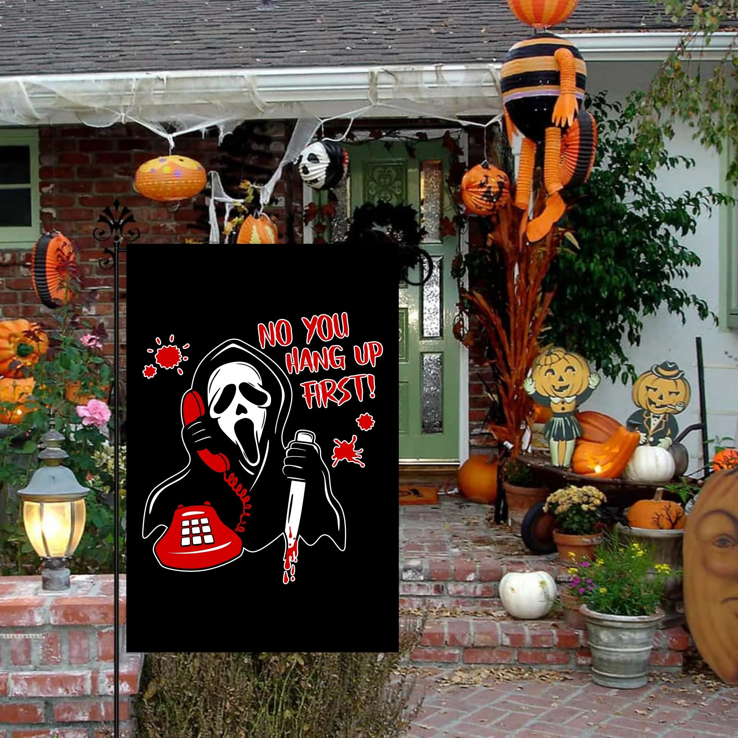 1 trick or treat garden without candy Halloween prank garden flag yard decoration 12 x 18 inches (excluding flagpole)