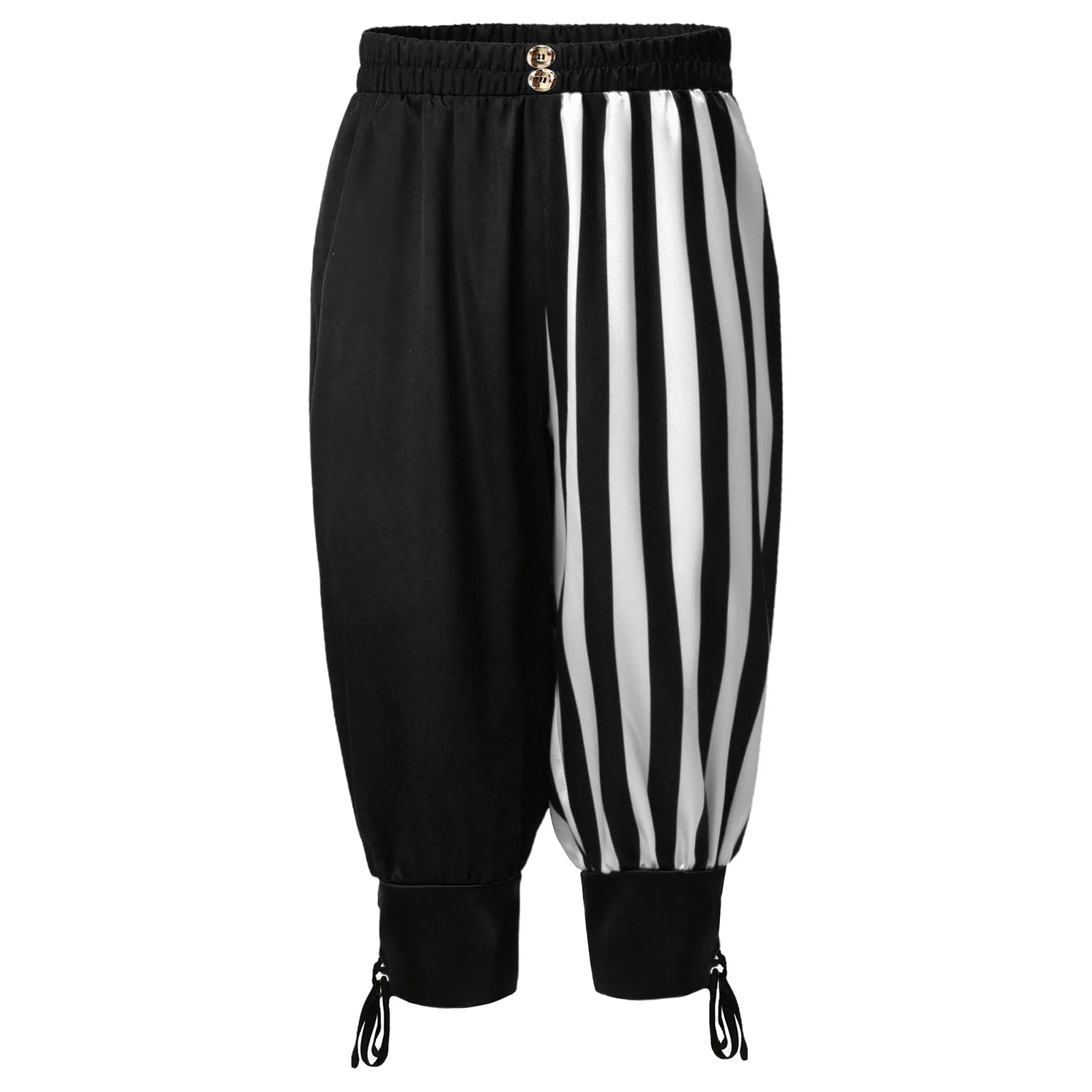 Boys Gothic Medieval Renaissance Costume Halloween Pants with Ankle Banded Wide Elastic Waistband Stripes Cosplay Party Dress Up