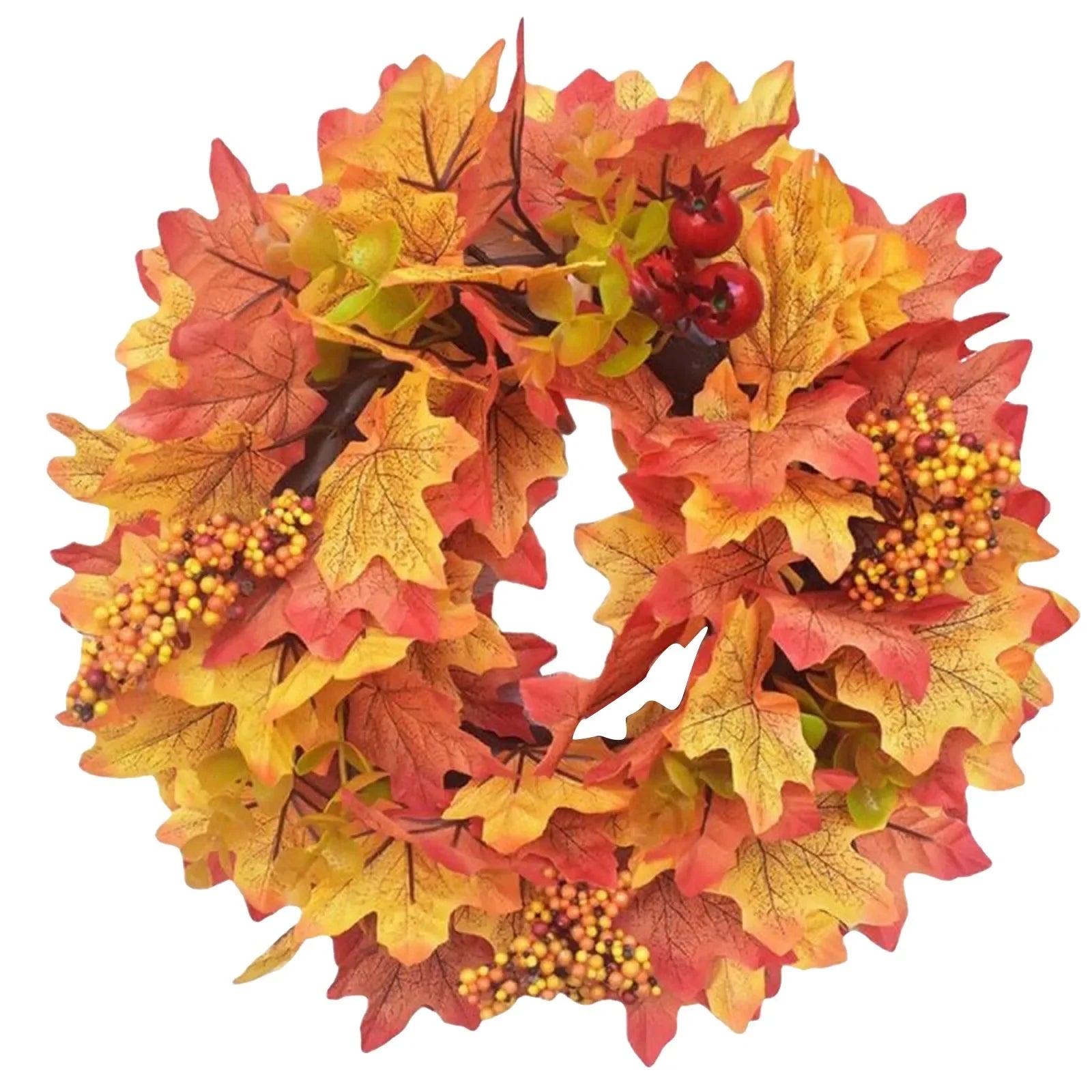 Halloween Decorations Festival Maple Leaf Wreath Pumpkin Wreath Thanksgiving Door Berry Pomegranate Patchwork Ornaments