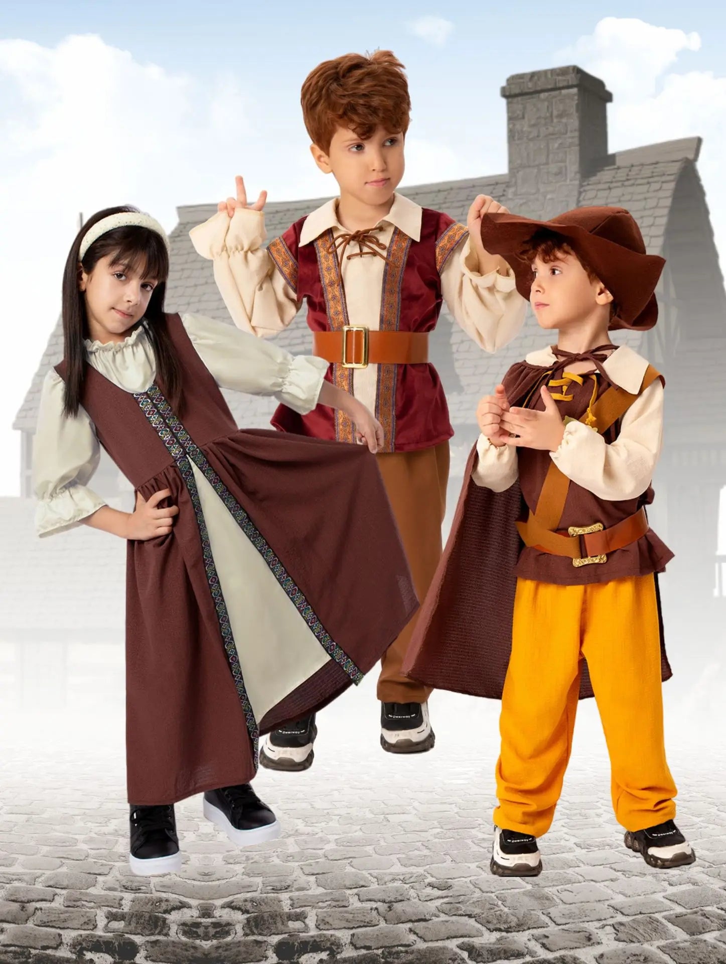 Halloween Costumes Children's Performance Costumes Bat Capes Pleated Witch Hats