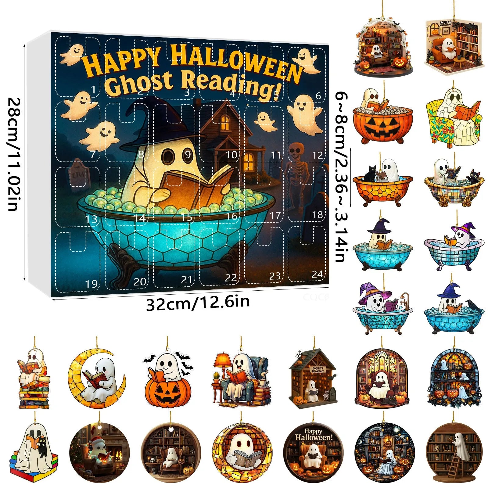 Halloween Ghost Countdown Calendar 2D Hanging Decor Creative Surprise Blind Box Spooky Party Activity Fun Holiday Gift Set
