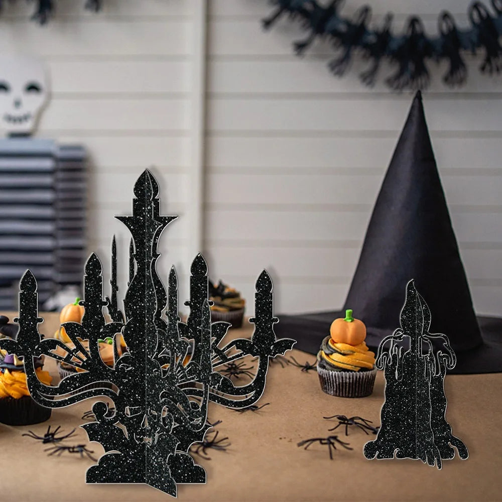 Halloween Decoration 3D Ornament Halloween Party Decoration Candlestick Ornament Ghost House Table Arrangement
