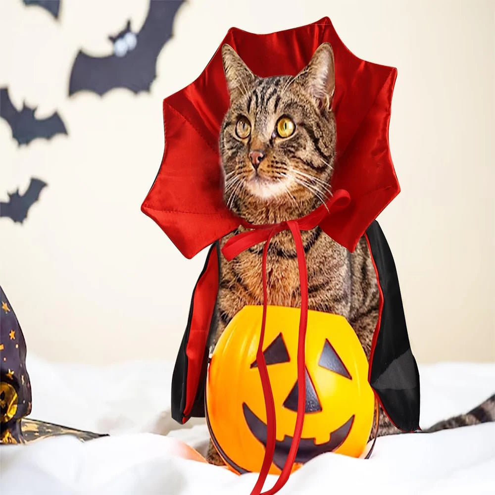 Halloween Pet  Cosplay Vampire Costumes for Small Cats Dogs  Cape Kitten Puppy Dress Kawaii Clothes Holiday Photo Props Gift