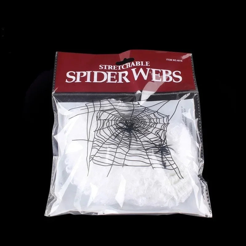Halloween Decoration: Artificial Super Stretching Spider Web and Fake Spiders, Terrifying Party Scene Decoration