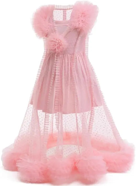 Girls' Halloween Costume Witch Costume Girl Pink Lovely Flower Tulle Princess Dress Birthday Party Carnival Cosplay Dress Up