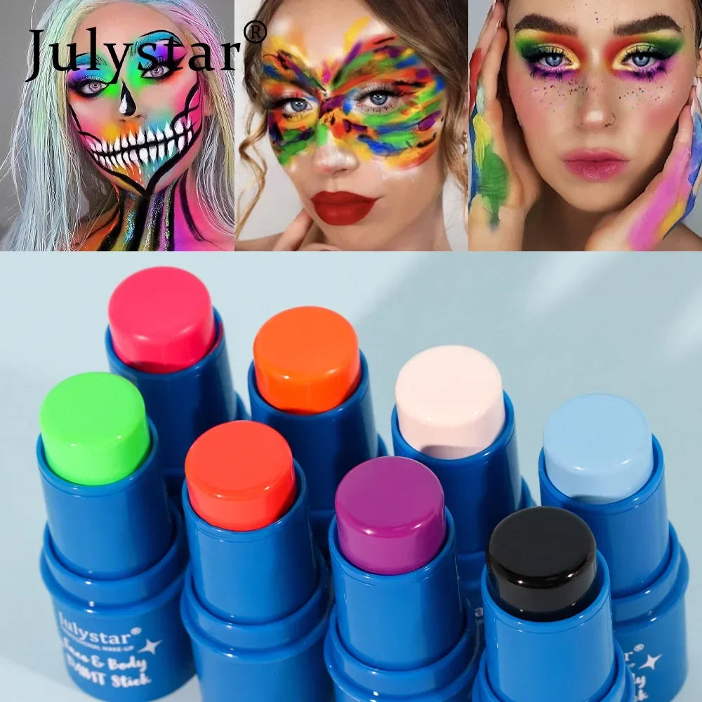 Halloween Face Body Painting Stick Cream Waterproof UV Light Neon Green Purple Pink Black White Paint Party Art Makeup