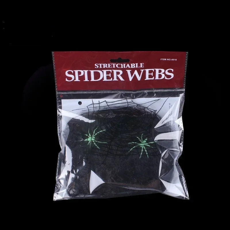 Halloween Decoration: Artificial Super Stretching Spider Web and Fake Spiders, Terrifying Party Scene Decoration