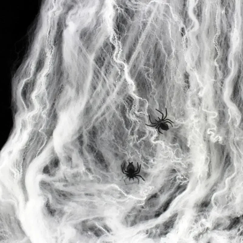 Halloween Decoration: Artificial Super Stretching Spider Web and Fake Spiders, Terrifying Party Scene Decoration