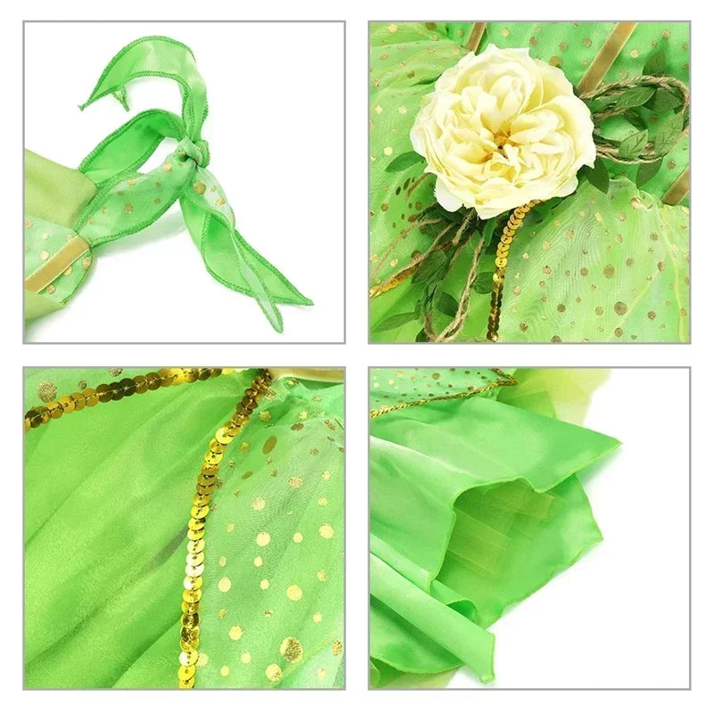 2025 Halloween New Girls Tinker Bell Costume Halloween Costume for Kids Green Tinkerbell Fancy Dress Fairy Princess Cosplay