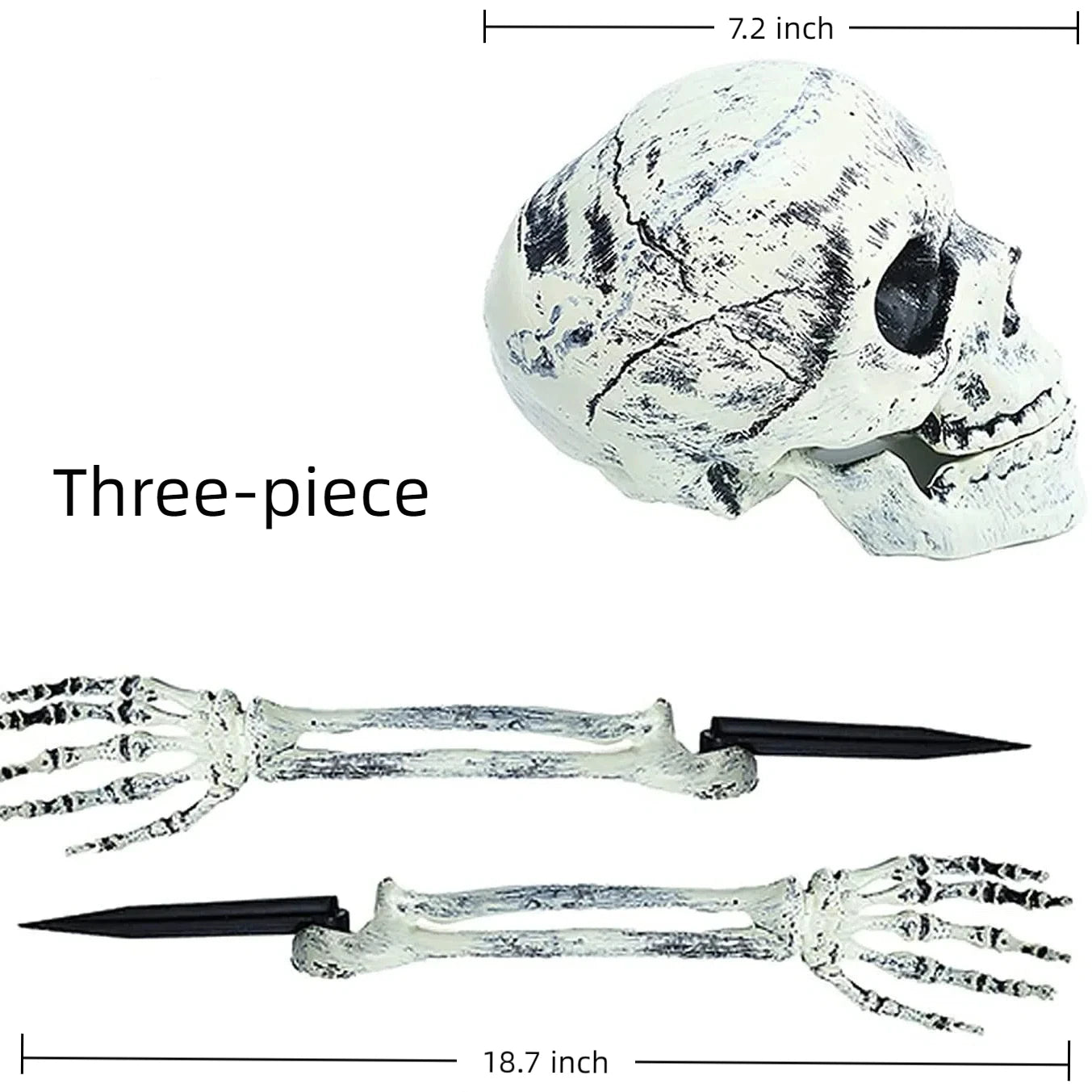 Halloween decor Skeleton Stakes Halloween Realistic Skull Skeleton Head Human Hand Arms for Halloween Party Home Garden Lawn
