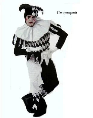Halloween Costumes Funny Fun Cosplay Clown Costume & Hat for Adults Man Women Innovative Set Carnival Dress Up Party