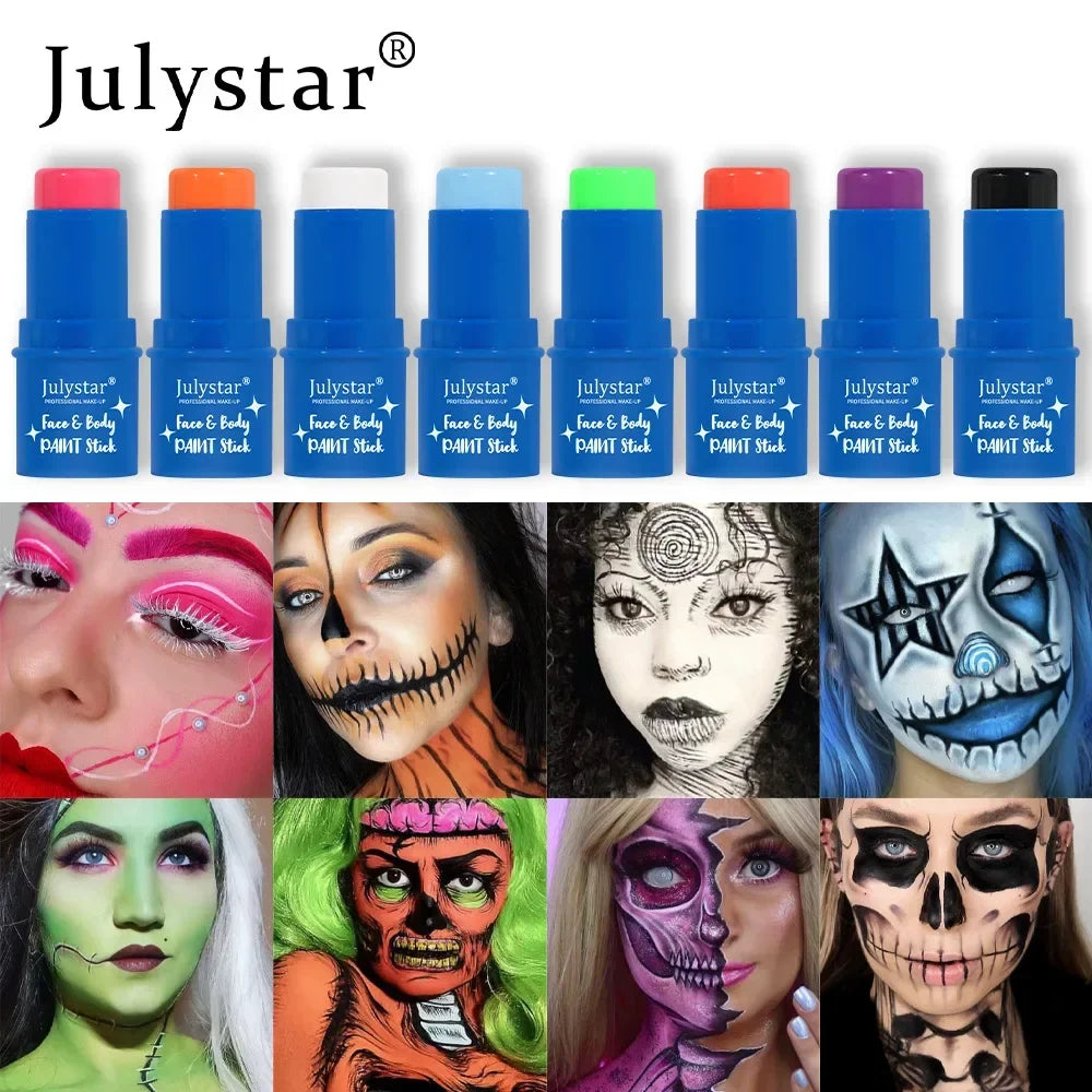 Halloween Face Body Painting Stick Cream Waterproof UV Light Neon Green Purple Pink Black White Paint Party Art Makeup