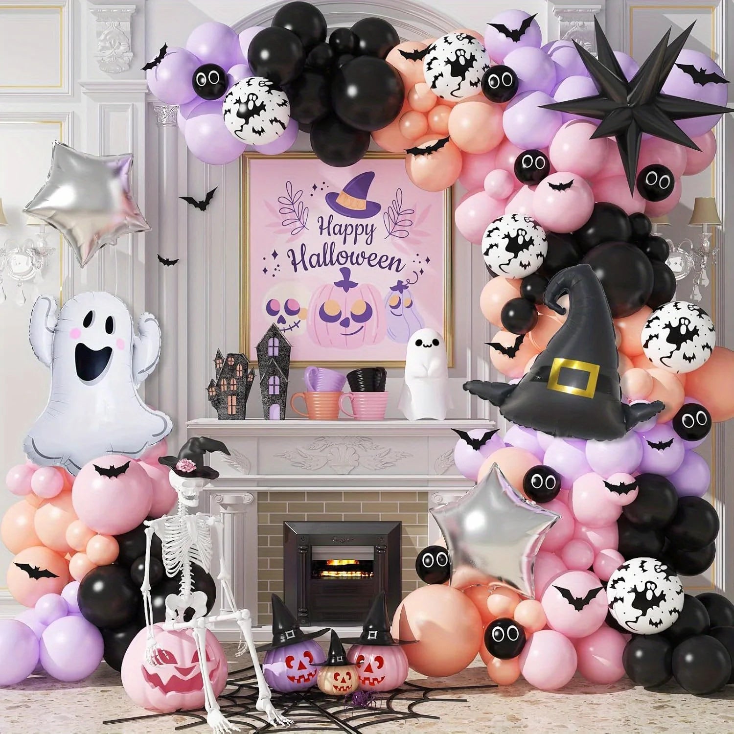 113pcs Halloween Balloon Arch Set for Halloween Party Birthday Party Home Decoration and Indoor and Outdoor Theme Party