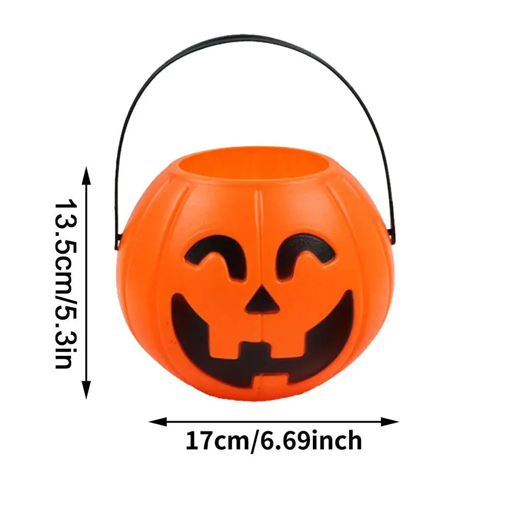 Halloween Pumpkin Treat Pail Portable Jack-O-Lantern Buckets Trick Or Treat Decoration For Kids Halloween Party Favors Room Deco