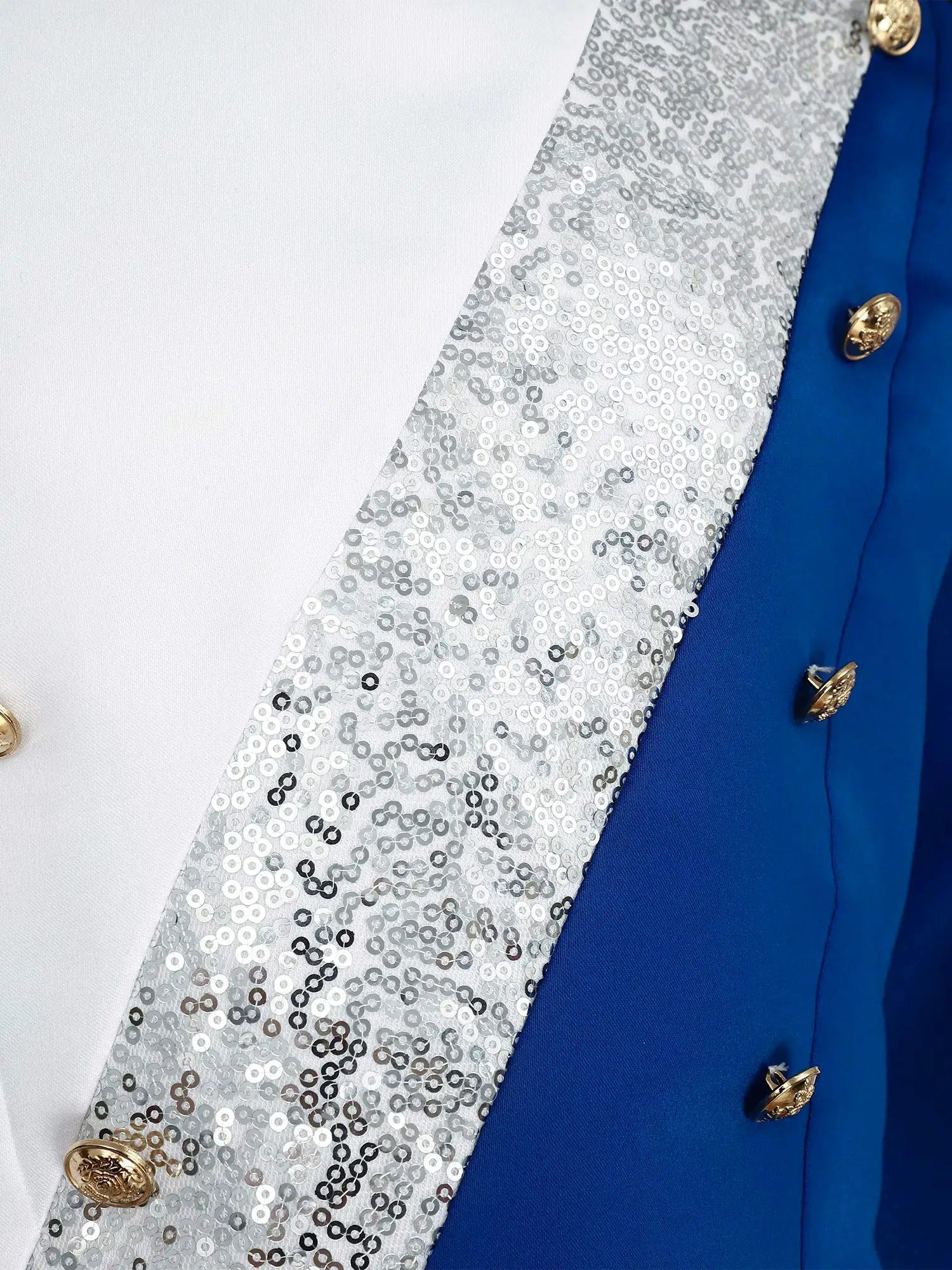 Kids Boys Marching Band Costume Halloween Tops Uniform Metallic Gloss Sequins Mock Neck Coat Long Sleeve Epaulets Buttons Jacket