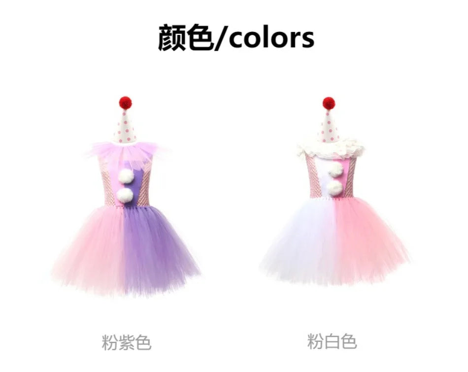 Halloween Costume For Kids Gray Girls Tutu Dress Kids Cosplay Scary Clown Costume Girl Carnival Masquerade Party Dress Up 2-12Y
