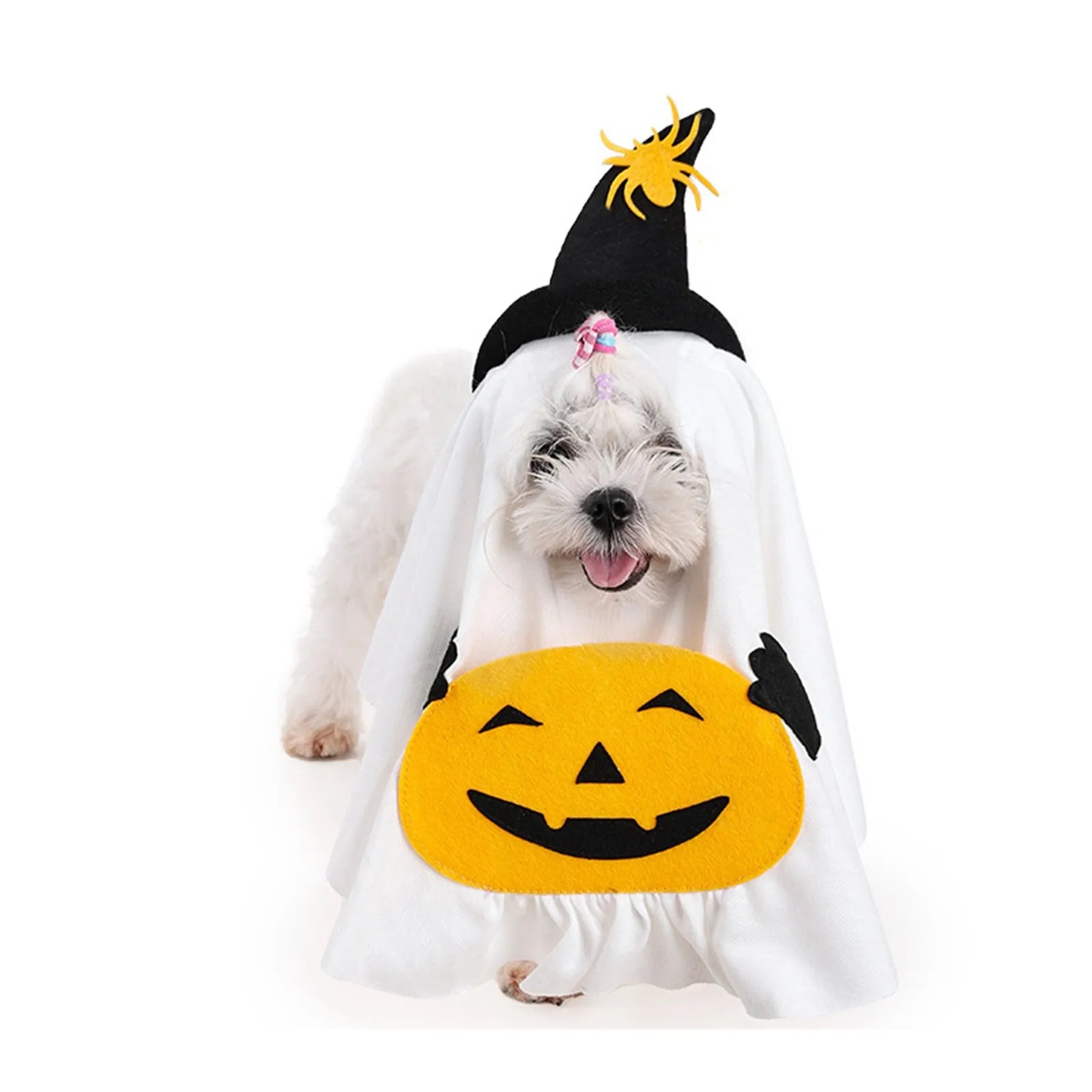 Adorable Ghost Pumpkin Pet Costume Halloween Theme Party Pet Cute Dress-Up Photo Props Decoration Soft Fabric Design Pet Clothes