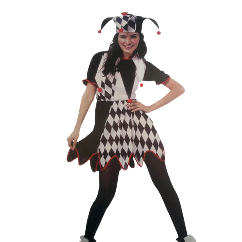 Halloween Costumes Funny Fun Cosplay Clown Costume & Hat for Adults Man Women Innovative Set Carnival Dress Up Party