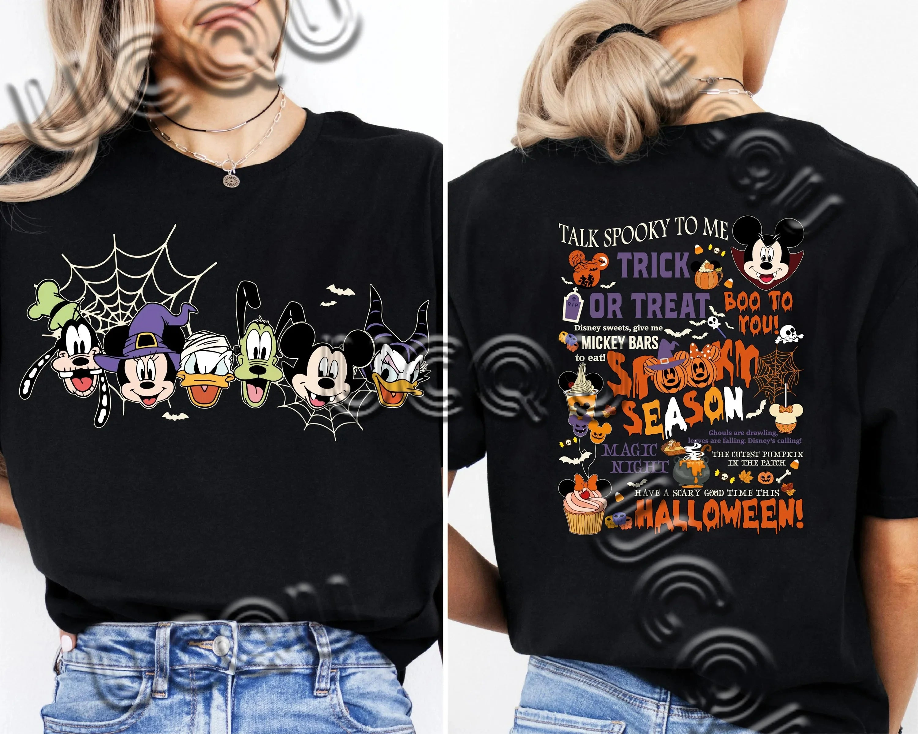 Trick Or Treat  Mickey And Friends Halloween T-Shirt Trip Women's Short Sleeve  Pumpkin Season Tees Tops