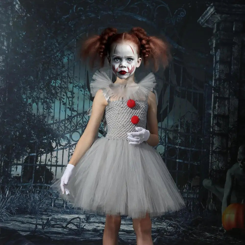 Halloween Clown Costume for Girls Halloween Cosplay Princess Dress Stylish and Cute Costume Props for Parties Daily and Going