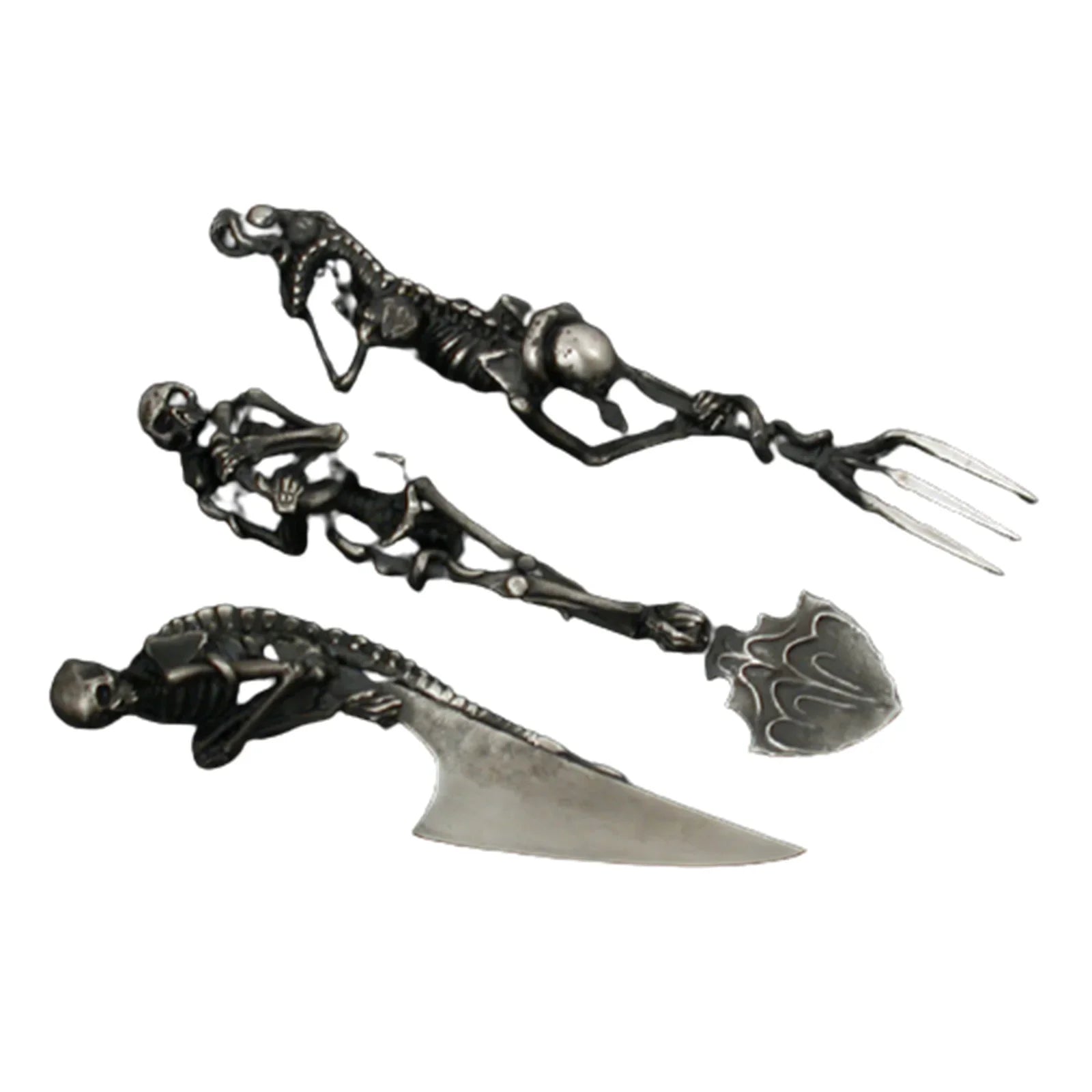 Halloween Skeletal Cutlery Sets Metal Crafts Skull Tableware Creativity Skeleton Fork Spoon Funny Tableware Halloween Gift
