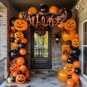 72 Halloween balloon sets, black and orange balloons, used for horror party decoration for anniversaries, graduations, birthdays