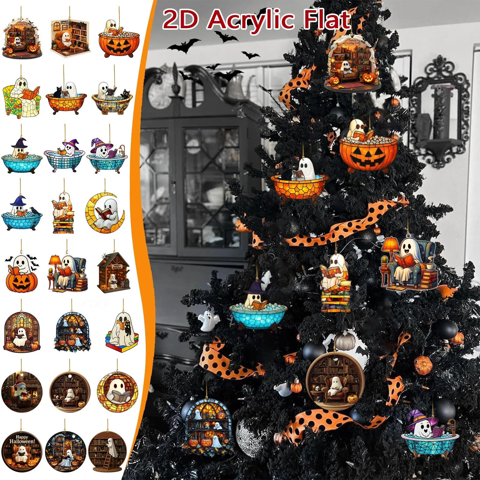 Halloween Ghost Countdown Calendar 2D Hanging Decor Creative Surprise Blind Box Spooky Party Activity Fun Holiday Gift Set