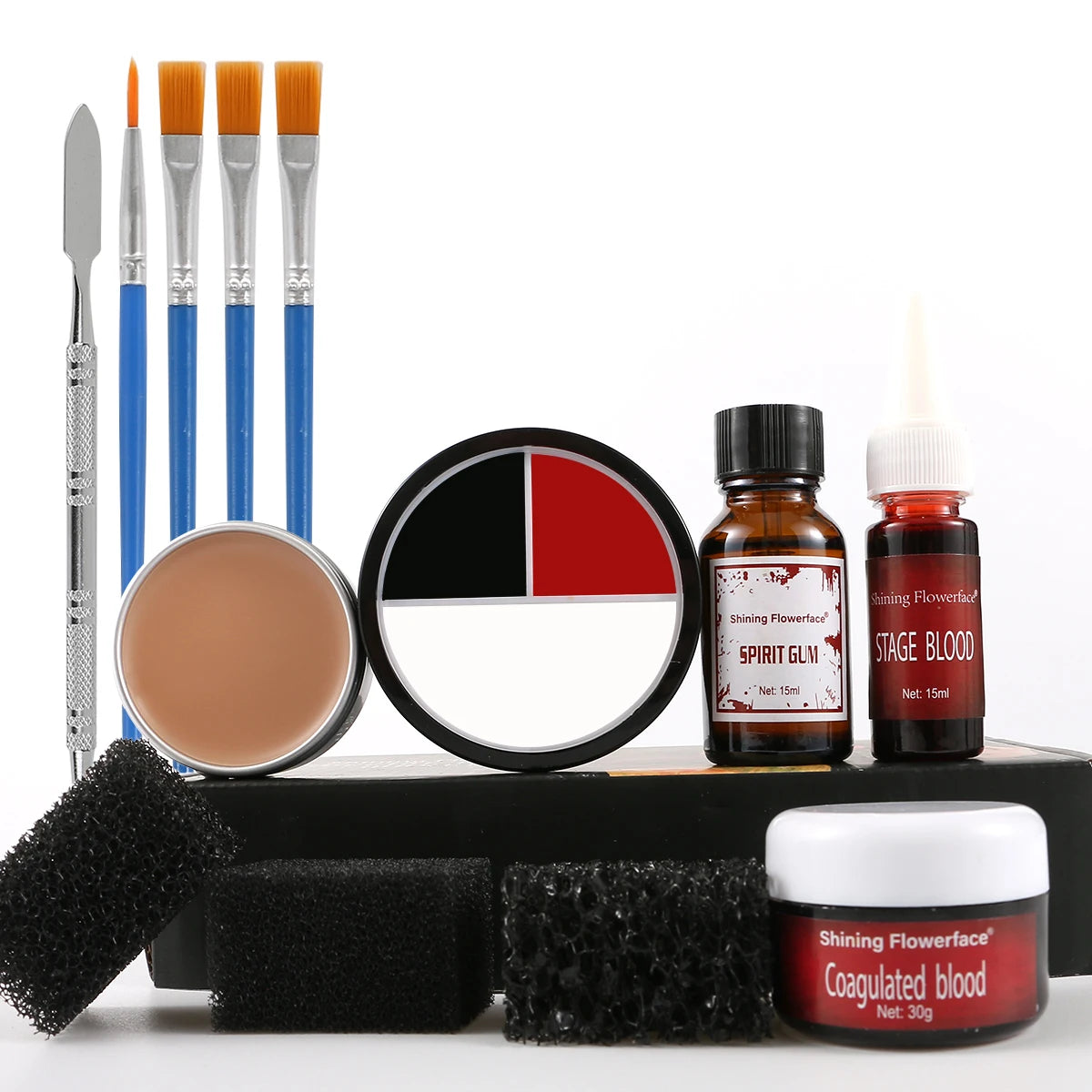 Halloween SFX Makeup Kit Scar Wax Special Effect Makeup,Face Body Paint， Spirit Gum，Sponges，Spatula，Fake Blood