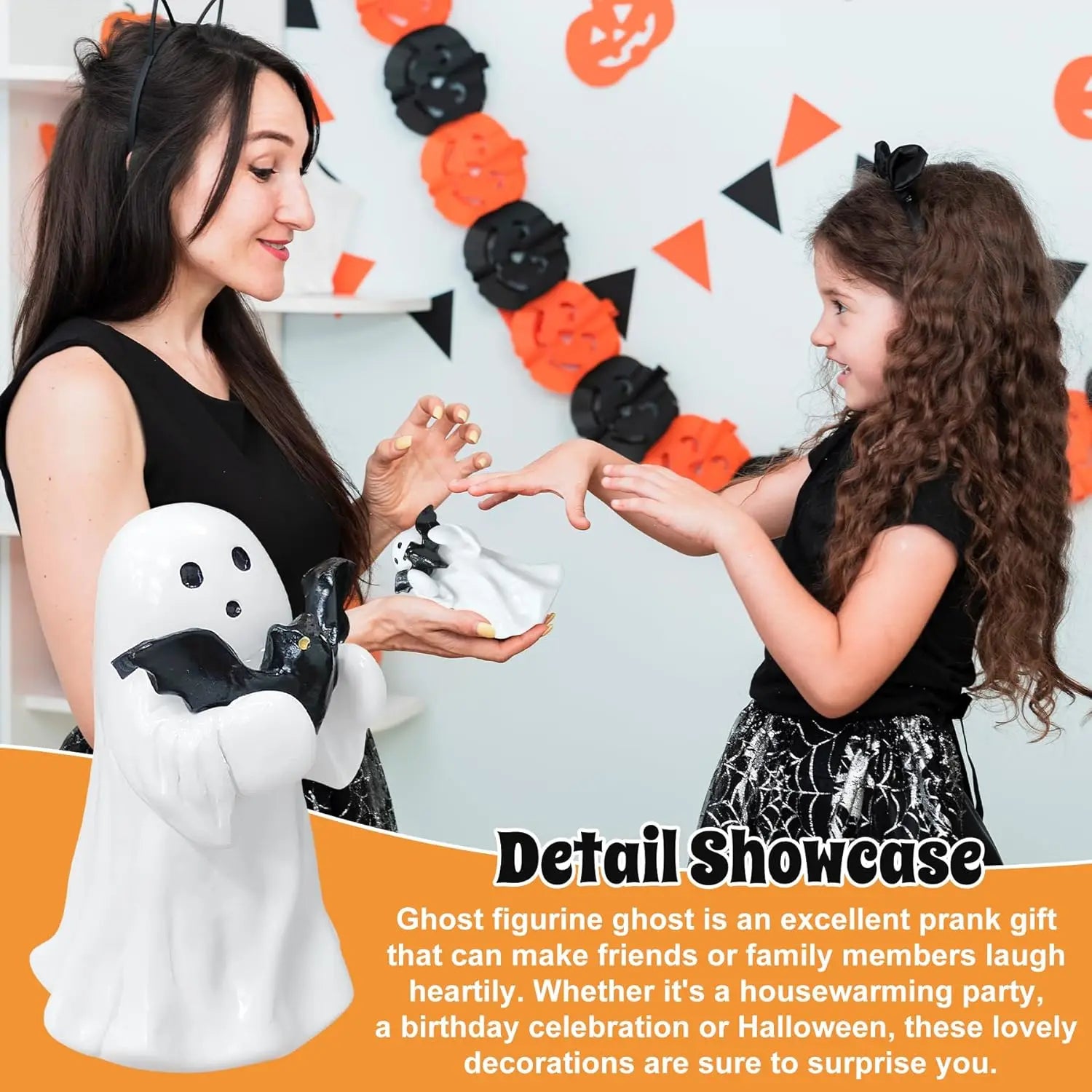 Halloween Cute Ghost Statue Creative  Crafts  Suitable For Party Scene   Home Living Room Bedroom Office Desktop Decoration ﻿