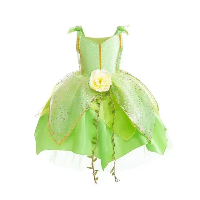 2025 Halloween New Girls Tinker Bell Costume Halloween Costume for Kids Green Tinkerbell Fancy Dress Fairy Princess Cosplay
