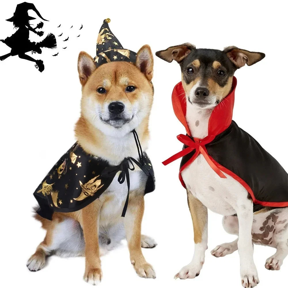Halloween Pet Costume Cat Dog Pumpkin Cloak Hat Funny Cosplay Outfit for Cats Dogs Festival Party Cute Spooky Animal Clothing