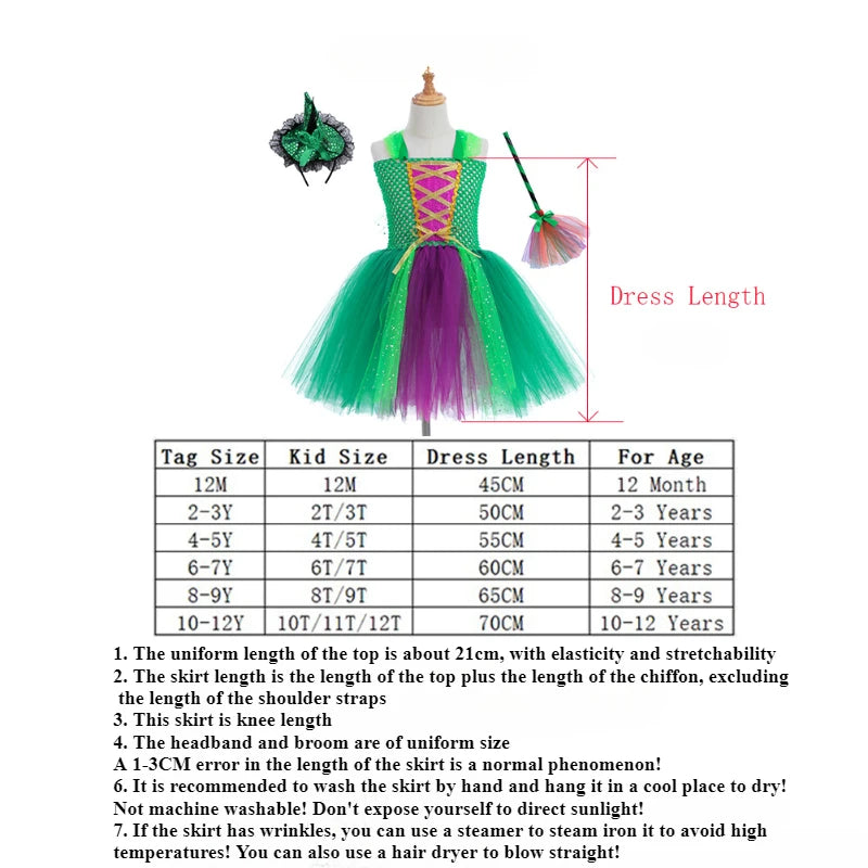 Halloween Children Costume Tulle Dress Girls Cosplay Vestidos Party Evil Queen Mesh Princess Dress Kids Crow Wand