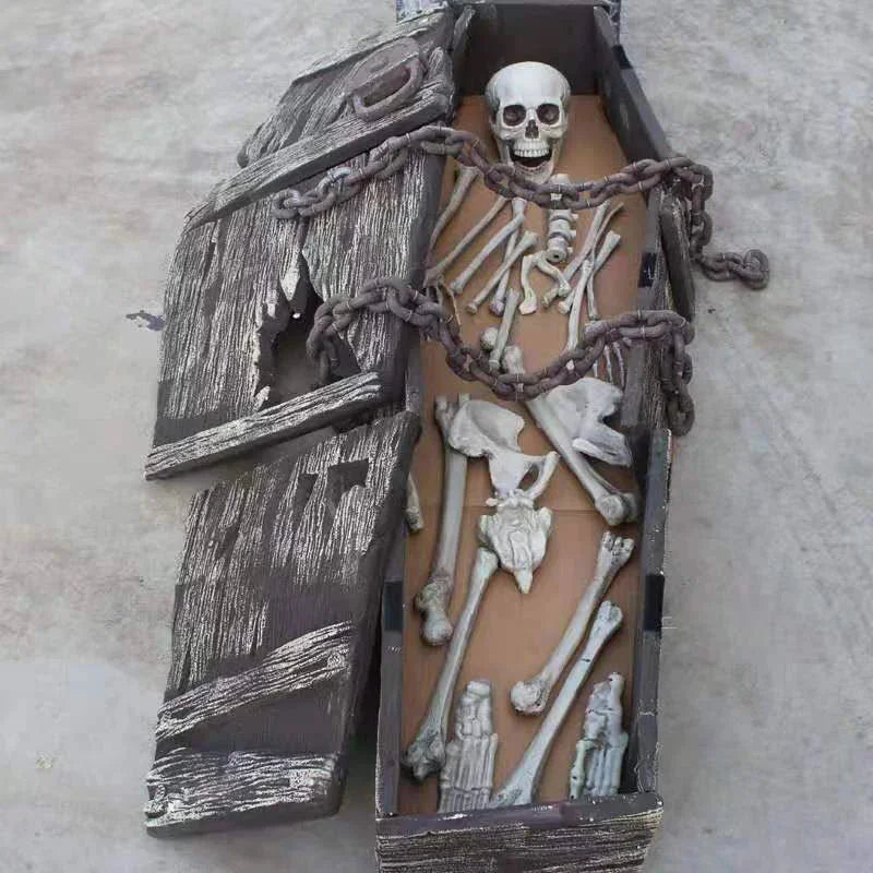 Halloween Skeleton Bones Simulation Plastic White Bone Decoration Set For Haunted House Graveyard Scene Escape Room Party Props
