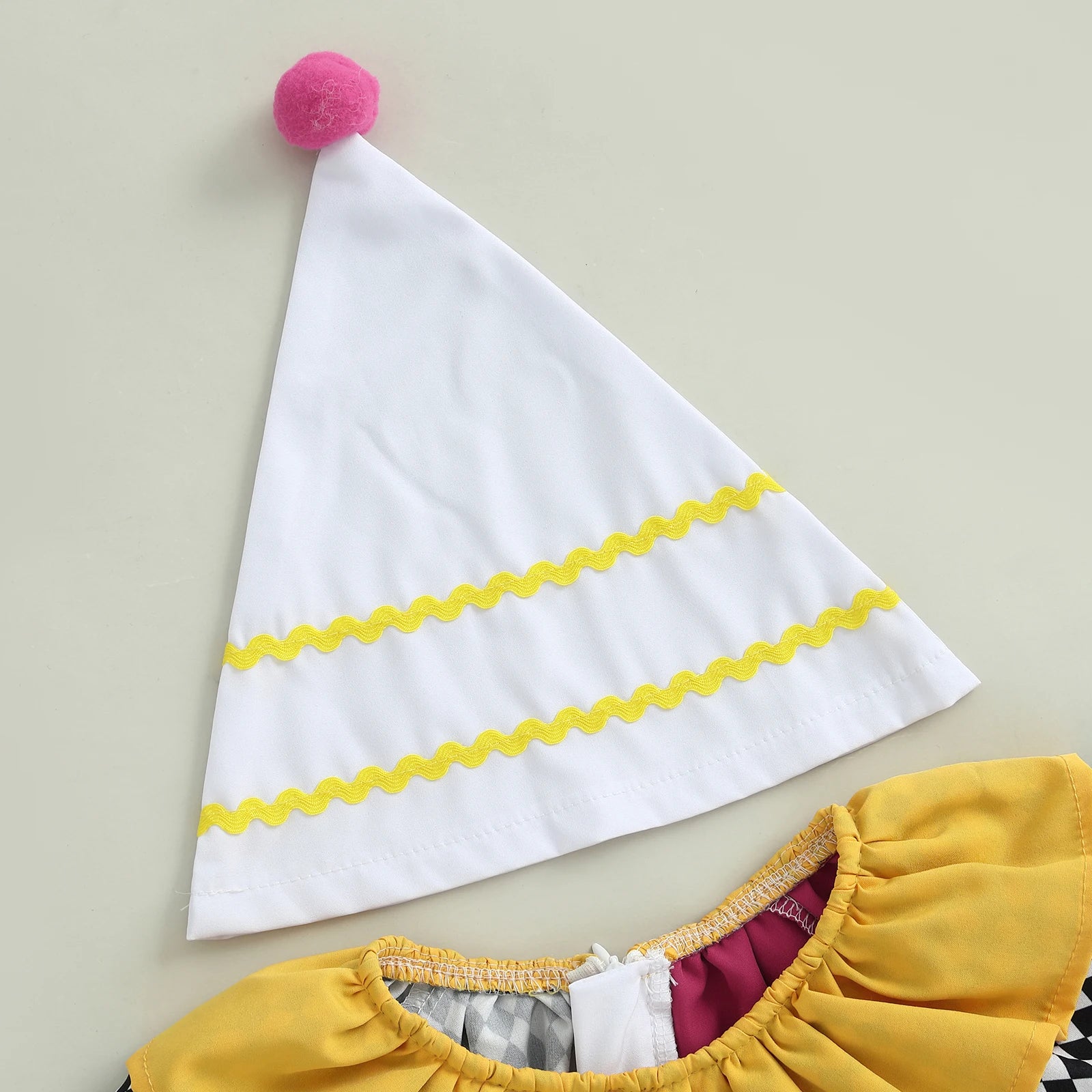 Toddler Baby Clown Halloween Costume Contrast Color Long Sleeve Jumpsuit and Hat 2 Pcs Set