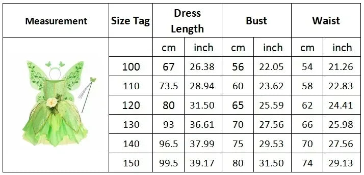 2025 Halloween New Girls Tinker Bell Costume Halloween Costume for Kids Green Tinkerbell Fancy Dress Fairy Princess Cosplay