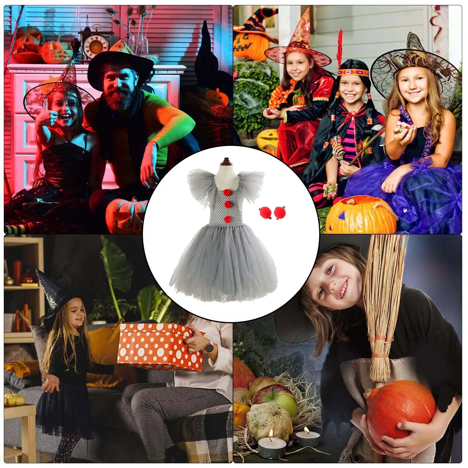 Kids Halloween Costume Cosplay Girls Costume Dress Stylish Props Outfit for Dress up Festive Cosplay Activities Daily Birthday