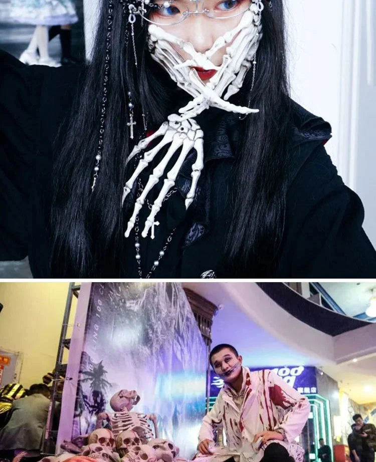 Halloween Skeleton Bones Simulation Plastic White Bone Decoration Set For Haunted House Graveyard Scene Escape Room Party Props