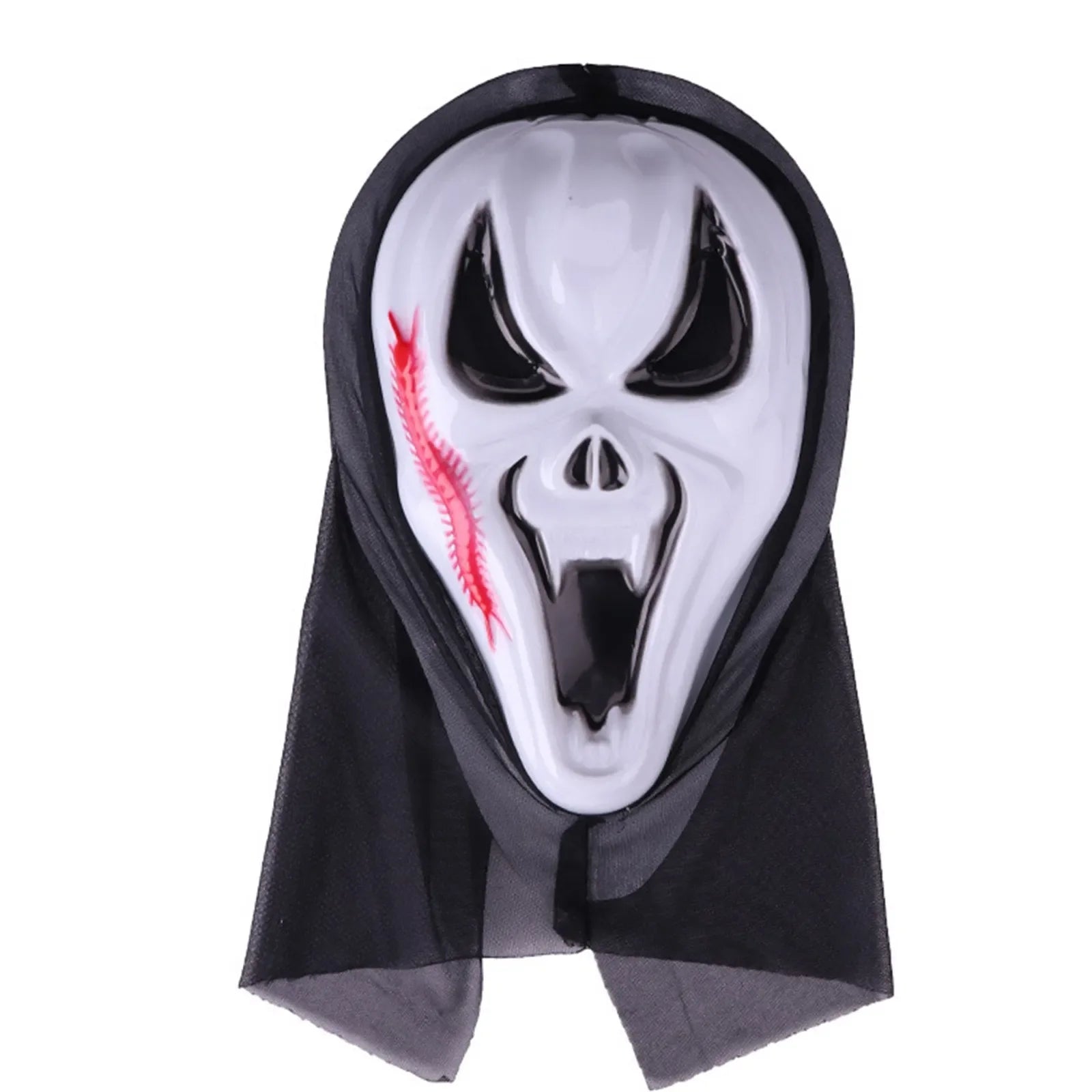 halloween decorations Mask With Shroud, Halloween Scream Mask Full Head Masks Scary Masks Party Horror Costume Accessory