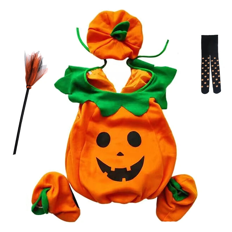 Kids Halloween Pumpkin Costume for Toddler Boys Girls Party Costume Romper Toddler Baby Jumpsuit Cosplay Children Clothes