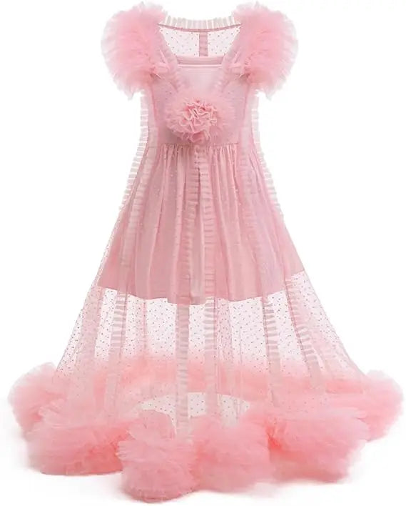 Girls' Halloween Costume Witch Costume Girl Pink Lovely Flower Tulle Princess Dress Birthday Party Carnival Cosplay Dress Up