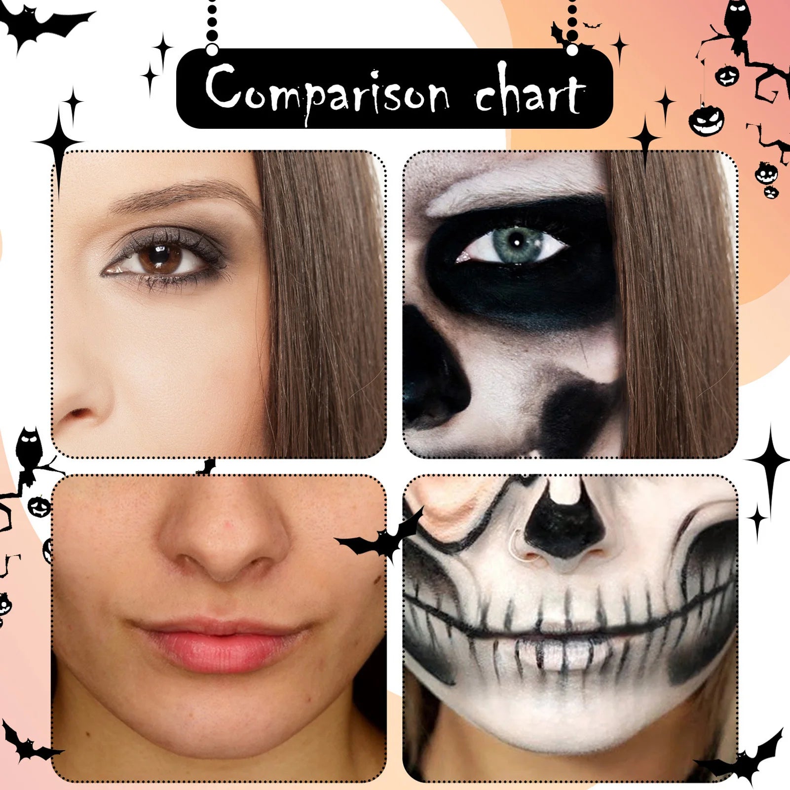 2PCS Halloween Face Painting Kit Highly Pigmented Face Body brus Paint Black and White for DIY Cosplay Theme Parties Body Makeup