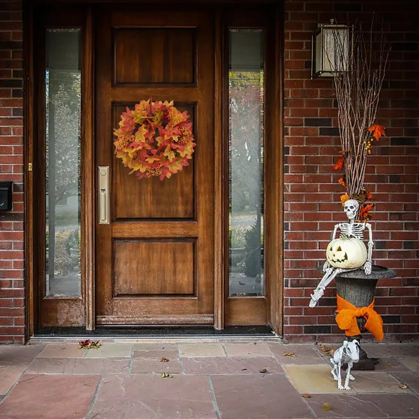 Halloween Decorations Festival Maple Leaf Wreath Pumpkin Wreath Thanksgiving Door Berry Pomegranate Patchwork Ornaments