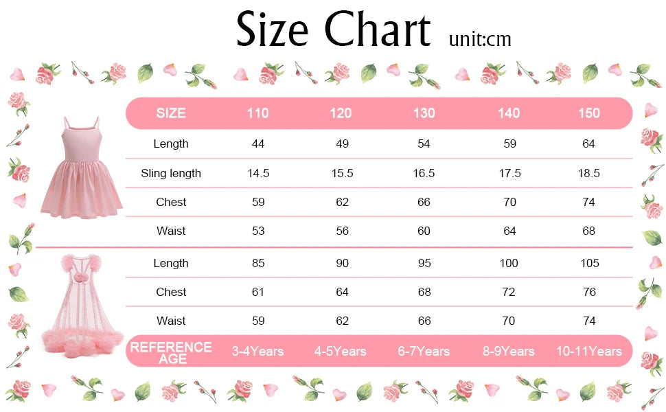 Girls' Halloween Costume Witch Costume Girl Pink Lovely Flower Tulle Princess Dress Birthday Party Carnival Cosplay Dress Up