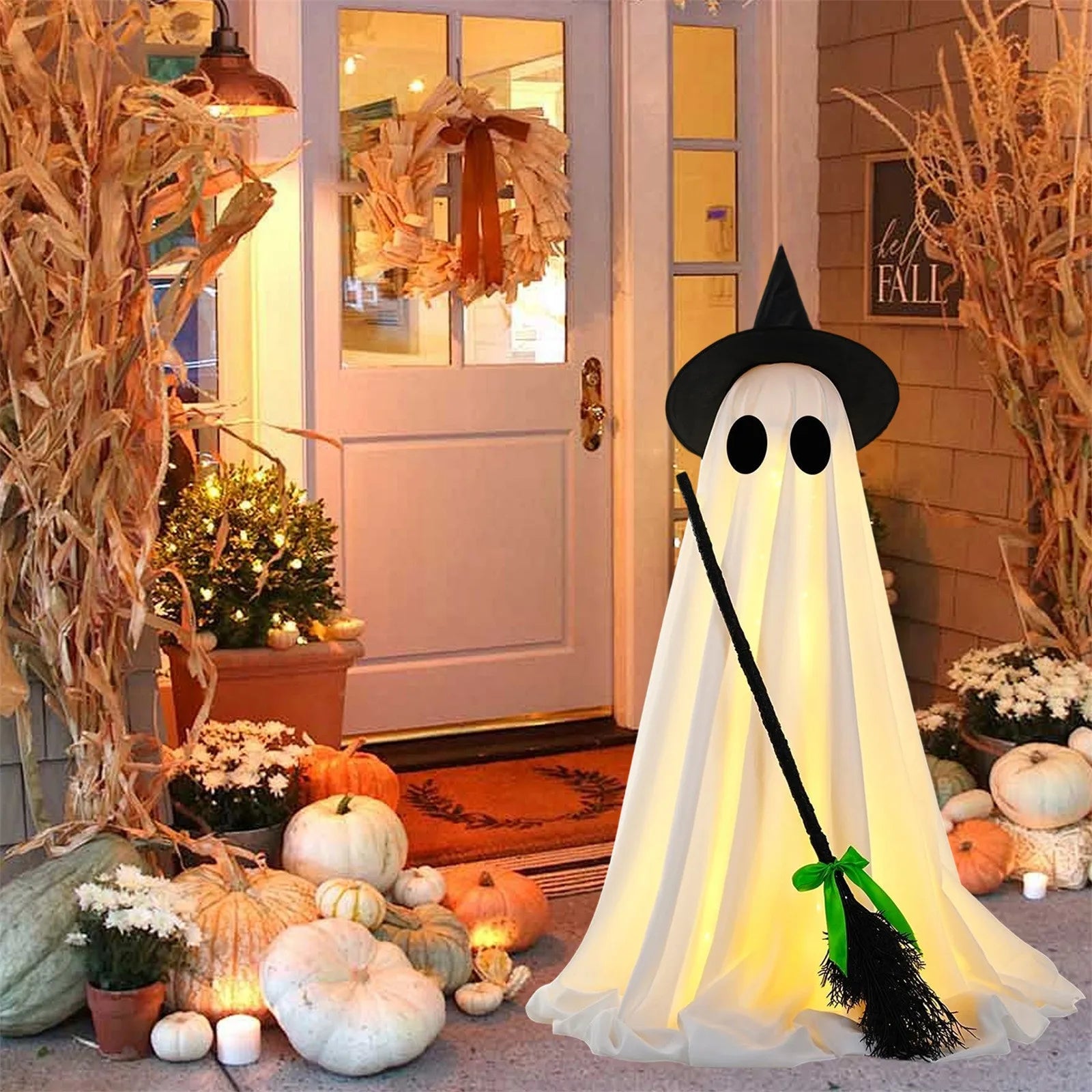 Halloween Decorations Indoor Spooky  Halloween Decor With Witch Brooms Scary Decor With LED Lights For Front  Yard Garden Home