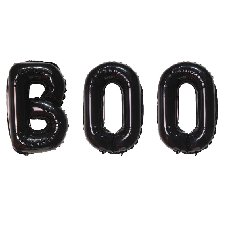Halloween Ghost Balloons 16inch Set Black Purple BOO Foil Balloon for Halloween Themed Party Decoration Supplies